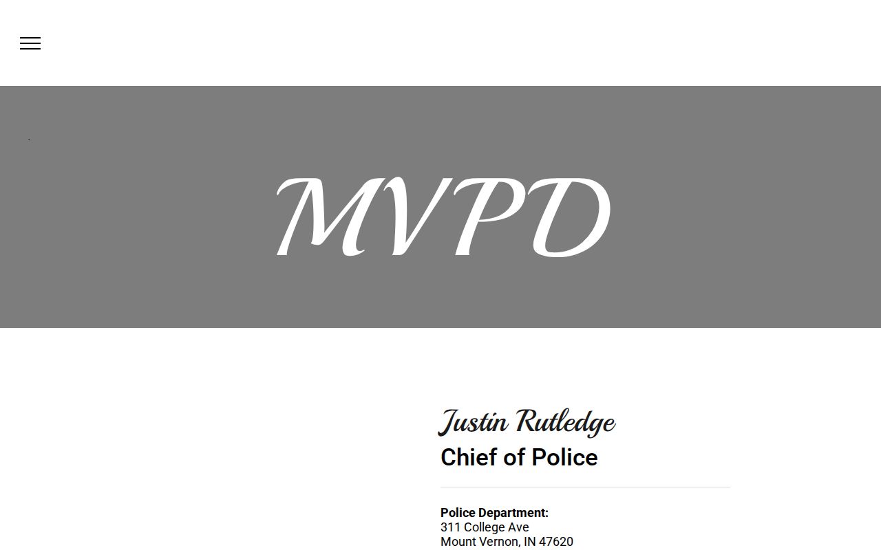 Mount Vernon Police Department official contact page