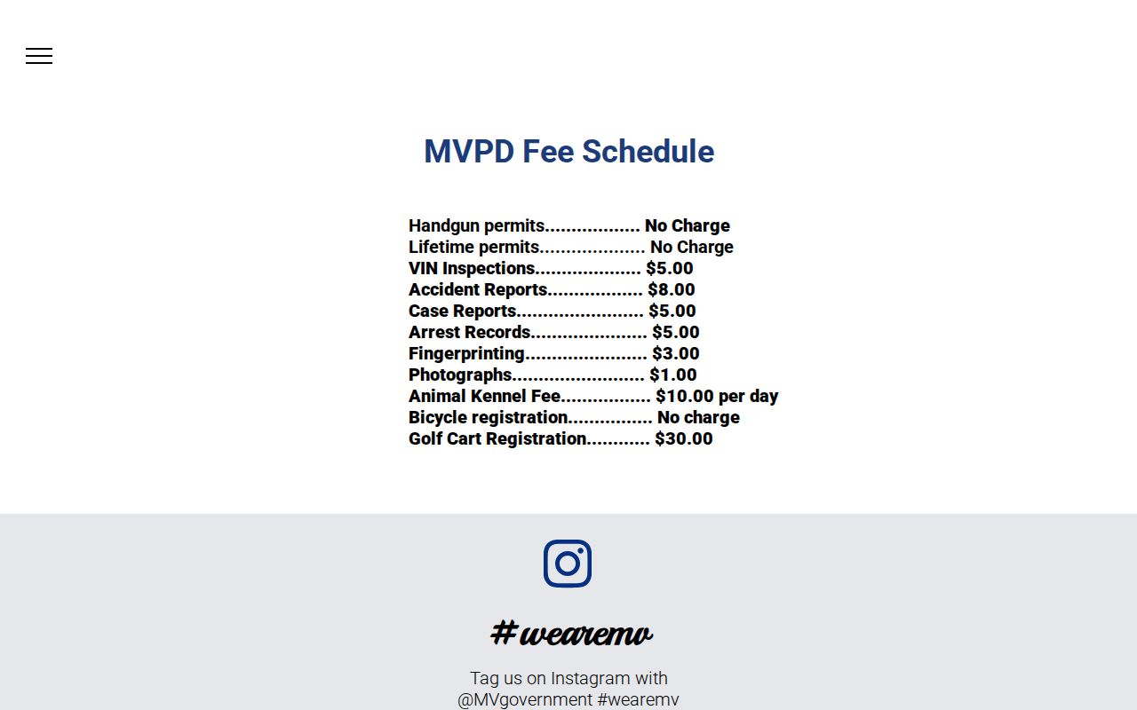Mount Vernon police records fee schedule